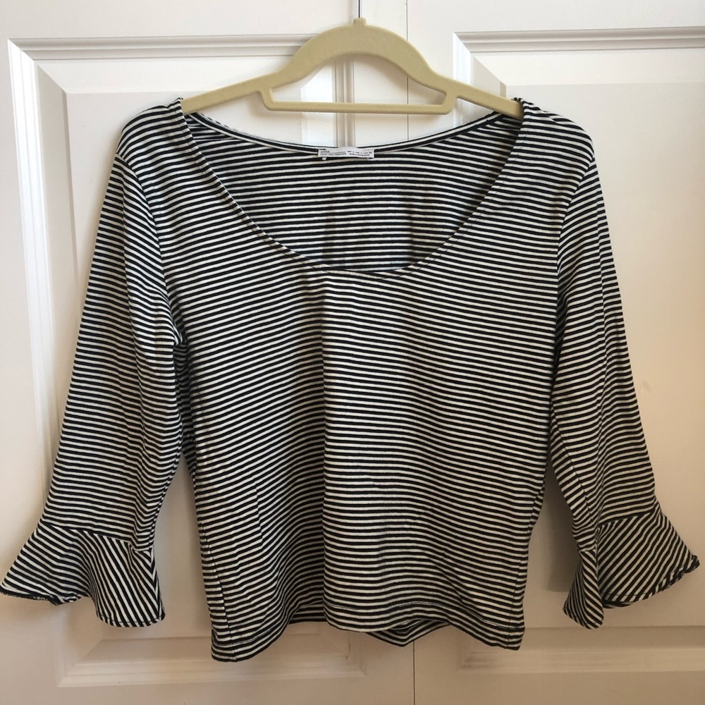 Zara black and white striped shirt